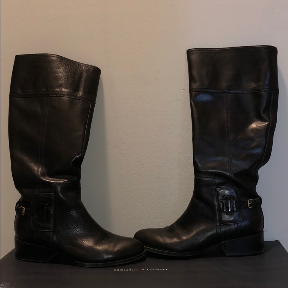 Tommy Hilfiger black leather boots